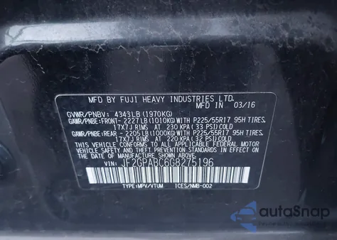 2016 Subaru Crosstrek Premium из США, поврежденный, VIN JF2GPABC6G8275196